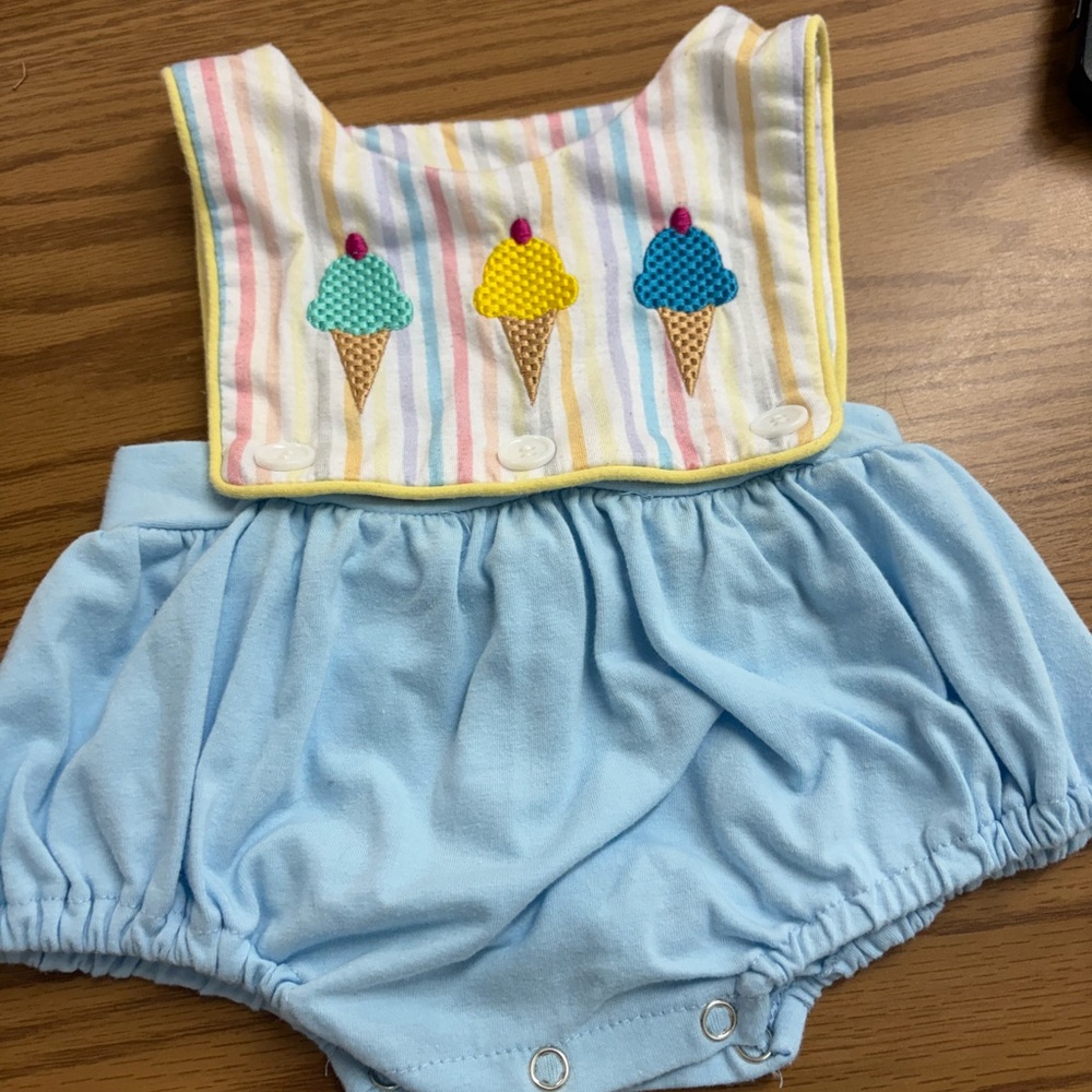 Ice Cream Embroidered Baby Romper
